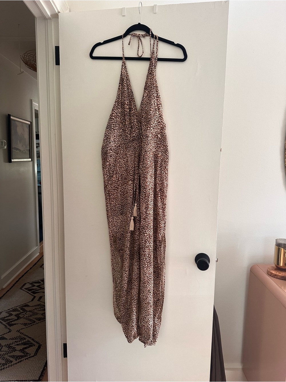 Leopard Print Halter Jumpsuit in Brown